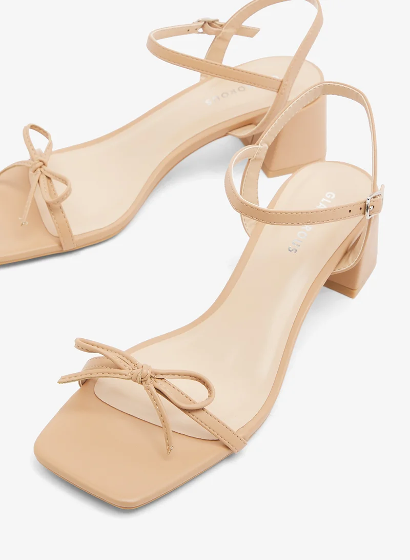 Glamorous BEIGE Low Block Heeled Sandals for Women | Best Price UAE