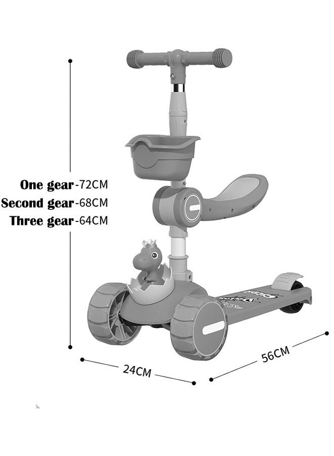 ZCM-HAPPY 3-in-1 Foldable Children's 3-Wheel Scooter, LED Wheel Scooter, Slideable, Rideable - Image 2