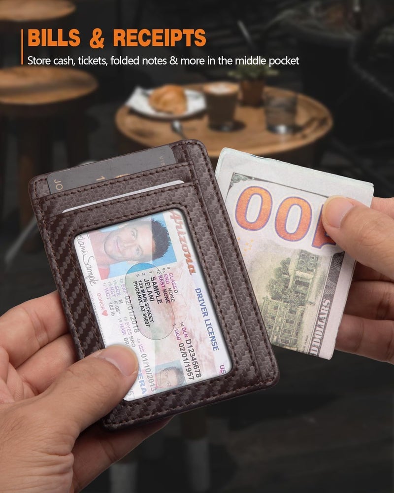 RUNBOX Slim ID Cases Minimalist Front Pocket RFID Blocking Leather Wallets for Men and Women Card Holder Wallets Gifts for men - Image 5