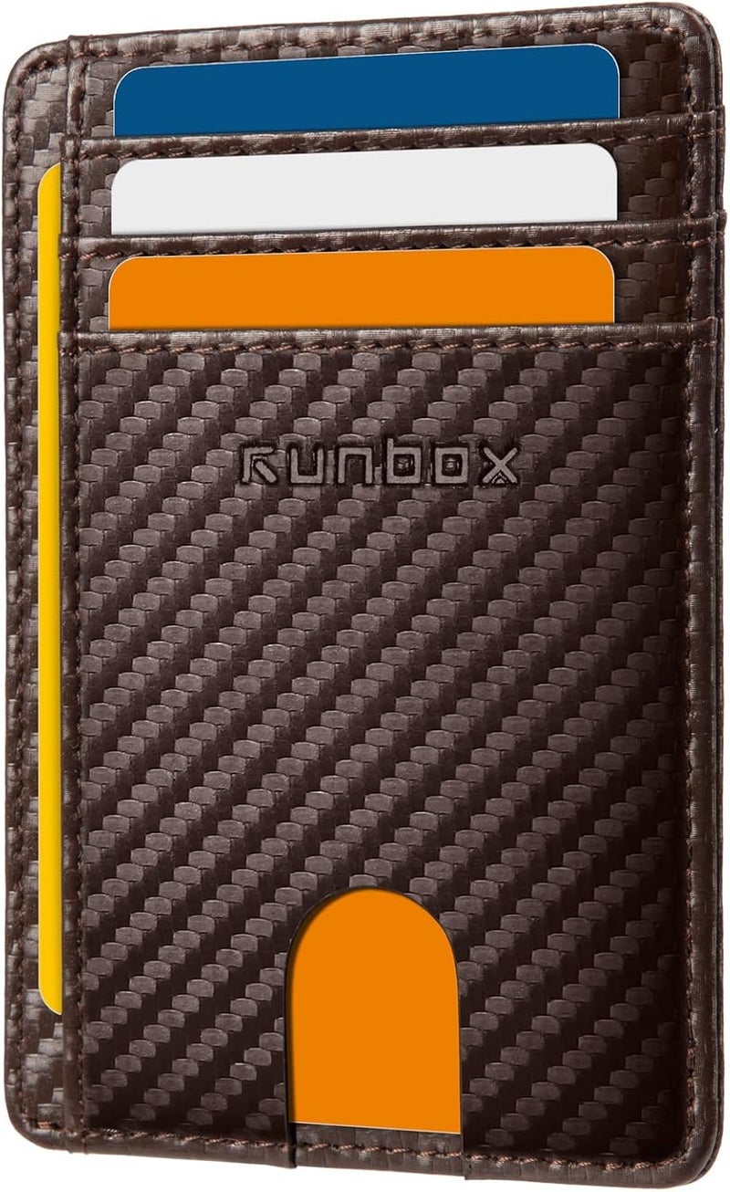 RUNBOX Slim ID Cases Minimalist Front Pocket RFID Blocking Leather Wallets for Men and Women Card Holder Wallets Gifts for men - Image 1