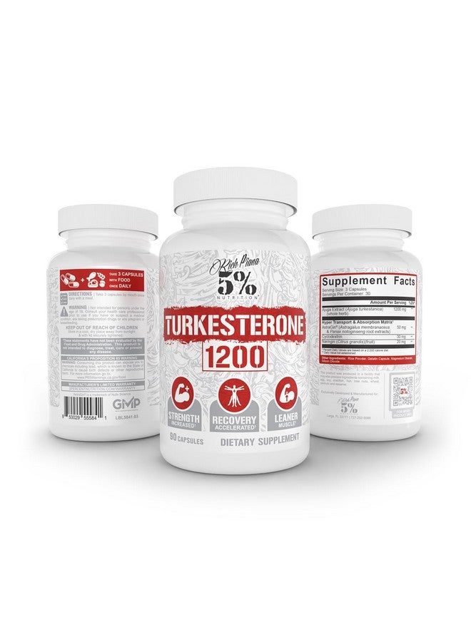 5% Nutrition Turkesterone 1200 mg + 200mg Ecdysterone | Max Purity & Absorption | Complexed with Astragin, Cyclodextrin & Naringin | 90 Capsules (1 Month Supply) - Image 4