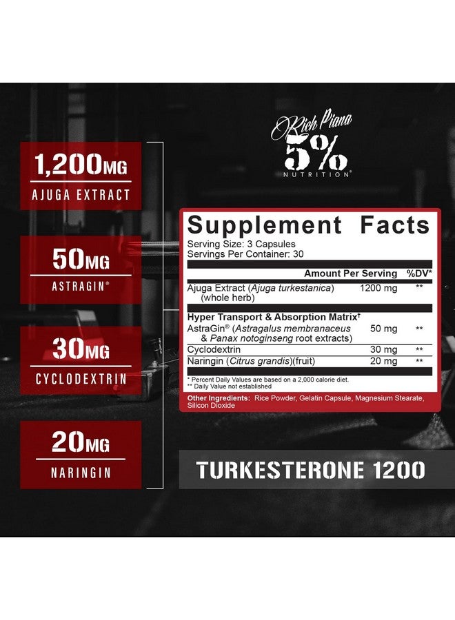 5% Nutrition Turkesterone 1200 mg + 200mg Ecdysterone | Max Purity & Absorption | Complexed with Astragin, Cyclodextrin & Naringin | 90 Capsules (1 Month Supply) - Image 3