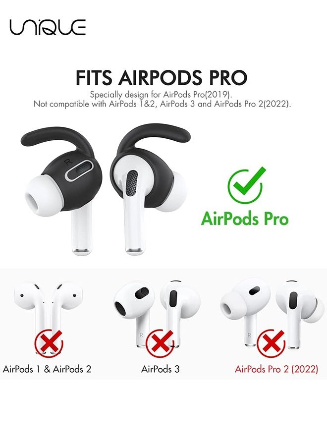 Unique - 2 Pairs Air Pods Pro Ear Hooks Covers [Added Storage Pouch] Anti-Slip Ear Covers Accessories Compatible with Apple Air Pods Pro (Black) - Image 1