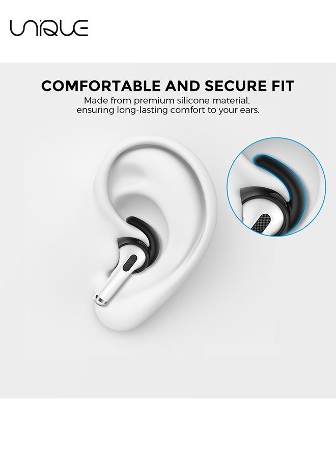 Unique - 2 Pairs Air Pods Pro Ear Hooks Covers [Added Storage Pouch] Anti-Slip Ear Covers Accessories Compatible with Apple Air Pods Pro (Black) - Image 1