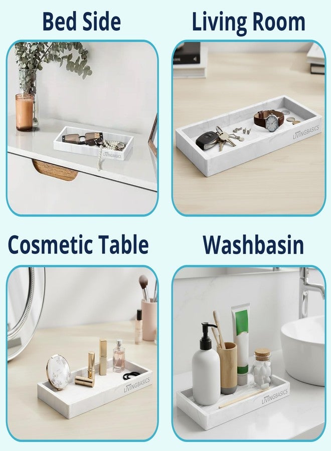 LivingBasics 1Pc Rectangle Silicone Countertop & Vanity Tray, Tray for Soap Dispenser Bottles, Bathroom Accessories Trays for Toiletries/Kitchen Sink, Cosmetic/Coffee Table Organizer Display Holder - Image 2