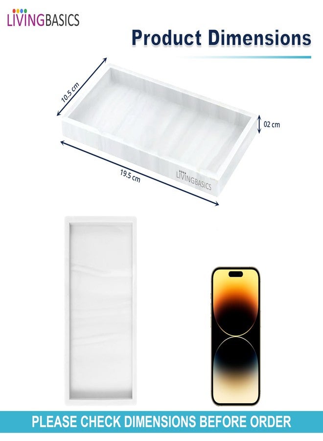 LivingBasics 1Pc Rectangle Silicone Countertop & Vanity Tray, Tray for Soap Dispenser Bottles, Bathroom Accessories Trays for Toiletries/Kitchen Sink, Cosmetic/Coffee Table Organizer Display Holder - Image 4