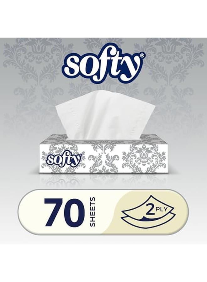 softy Facial Tissue 2 Ply 6 Tissue Boxes X 70 Sheets Economy Tissue Paper For Face And Hands - Image 3