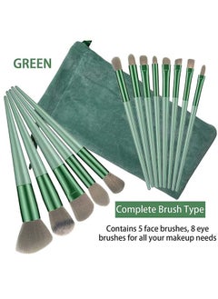 BTFMEI 13PCS Makeup Brush Set, Professional Premium Synthetic Makeup Brushes Set with Bag for women beauty (Green)  - Image 2