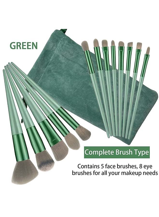 BTFMEI 13PCS Makeup Brush Set, Professional Premium Synthetic Makeup Brushes Set with Bag for women beauty (Green)  - Image 2