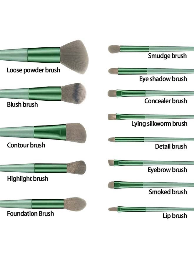 BTFMEI 13PCS Makeup Brush Set, Professional Premium Synthetic Makeup Brushes Set with Bag for women beauty (Green)  - Image 4