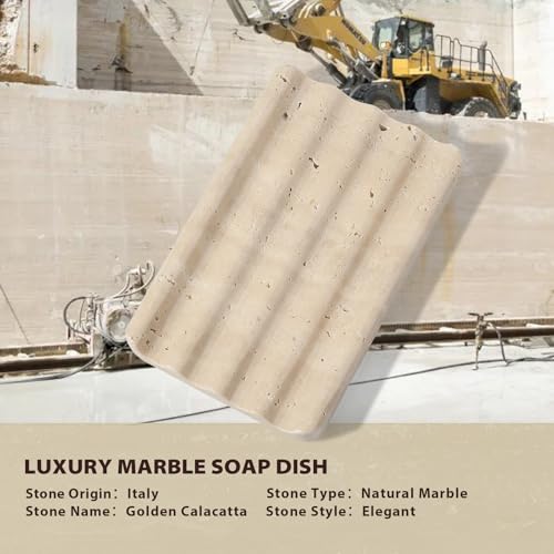 Koville Natural Travertine Soap Dish for Bathroom Shower, Marble Soap Tray Travertine Dish for Bathroom, Stone Soap Tray for Sink, Stripe Grooves Soap Saver Keep Soap Bars Dry Easy Clean - Image 5