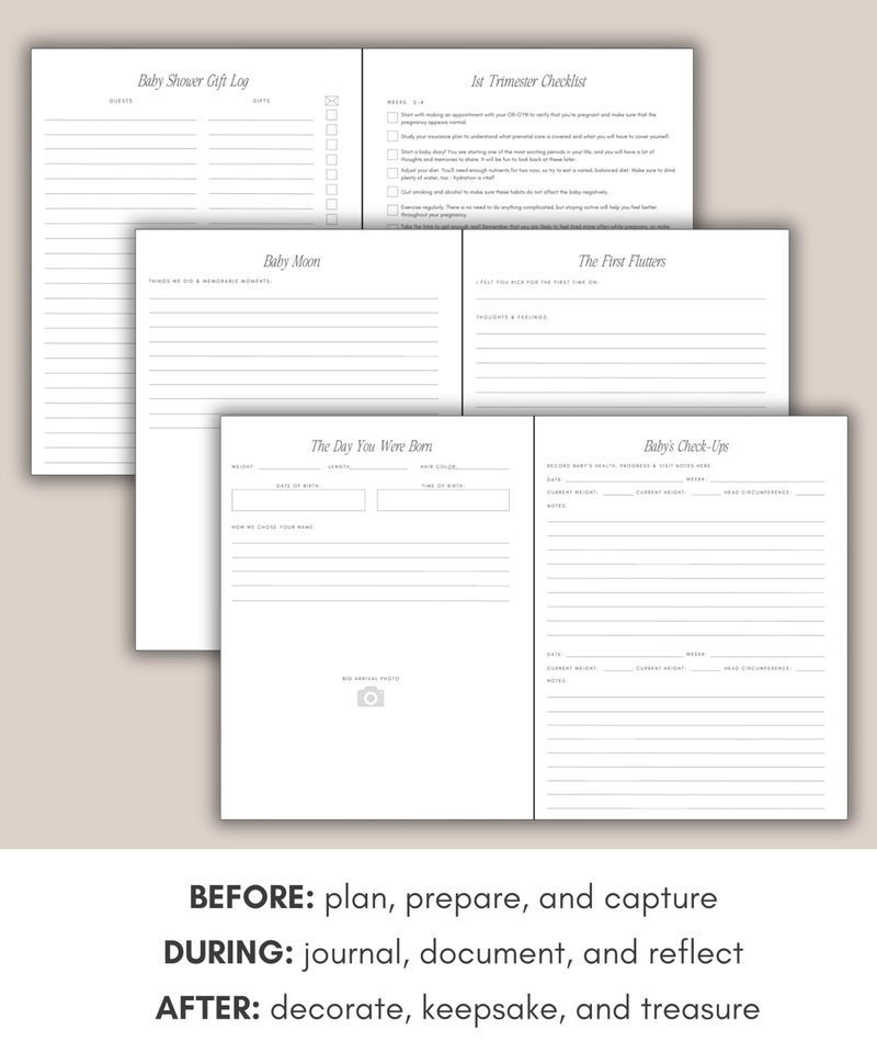 Lamare Pregnancy Journal for First Time Moms â€“ Hardcover Pregnancy Planner & Diary â€“ Pregnancy Gift for First Time Moms â€“ Keepsake with Prompts & Photo Slots - Image 4