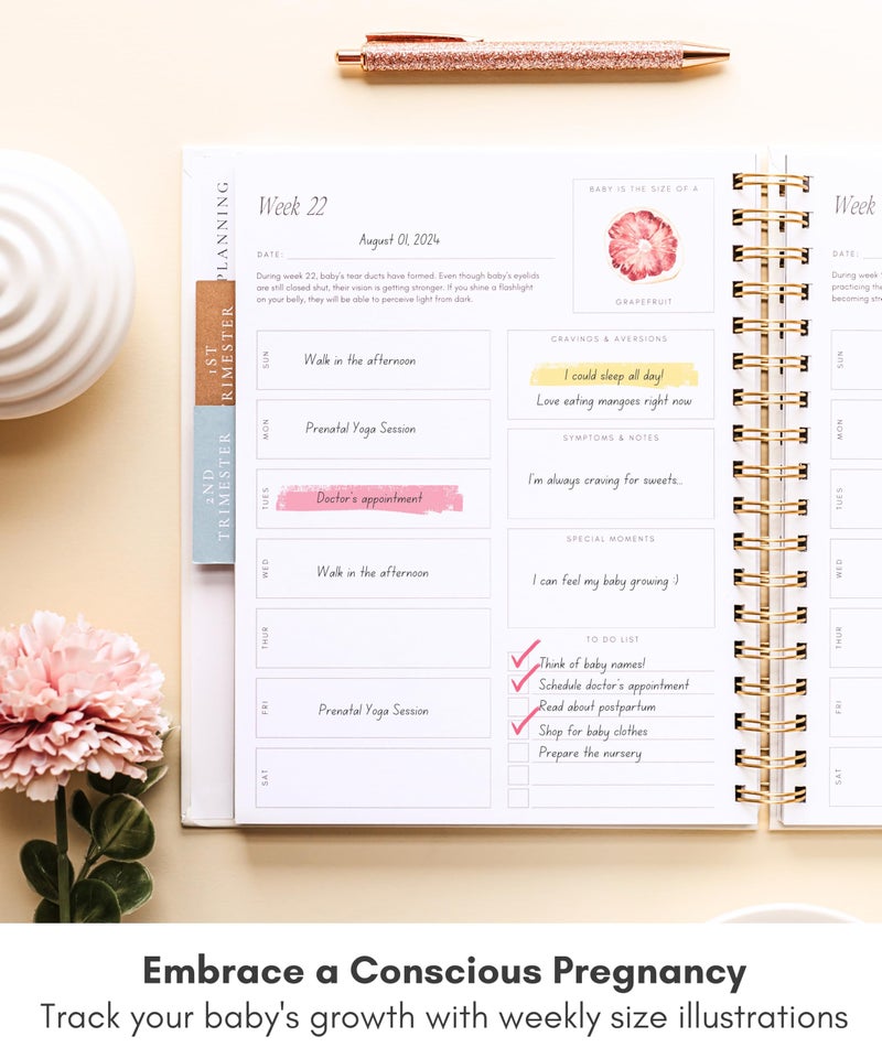 Lamare Pregnancy Journal for First Time Moms â€“ Hardcover Pregnancy Planner & Diary â€“ Pregnancy Gift for First Time Moms â€“ Keepsake with Prompts & Photo Slots - Image 3