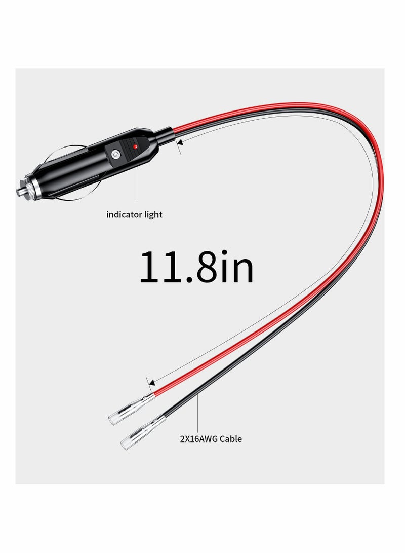 Cigarette Lighter Plug, KASTWAVE 12V Fused Replacement Cigarette Lighter Male Plug Adapter with Leads & LED Light 16AWG Extension Cable with 15A Fuse Cigarette Lighter Plug (2 Pack) - Image 3