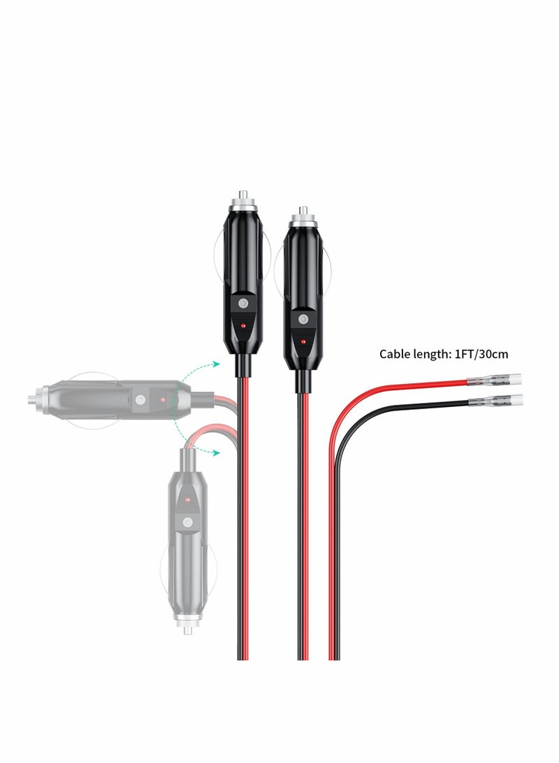 Cigarette Lighter Plug, KASTWAVE 12V Fused Replacement Cigarette Lighter Male Plug Adapter with Leads & LED Light 16AWG Extension Cable with 15A Fuse Cigarette Lighter Plug (2 Pack) - Image 4