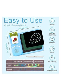 OUYoo OUYoo Talking Flash Cards Early Educational Toys for 3 4 5 6 Year Old Baby Boys Girls, Preschool Learning Reading Machine with,Montessori Interactive Gift for Kids Toddlers  Arabic English Flash Cards Educational Reading Machine Preschool Learning Device (Blue, Writing Pad + 510 Words)  - Image 3