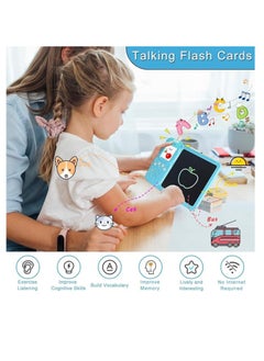 OUYoo OUYoo Talking Flash Cards Early Educational Toys for 3 4 5 6 Year Old Baby Boys Girls, Preschool Learning Reading Machine with,Montessori Interactive Gift for Kids Toddlers  Arabic English Flash Cards Educational Reading Machine Preschool Learning Device (Blue, Writing Pad + 510 Words)  - Image 4