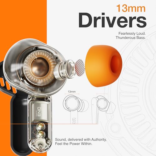 GOBOULT Tenet TWS Earbuds with 75H Playtime, Amp App Support, Quad Mic ENC, Dual Device Pairing Buds, 13mm Driver Ear Buds, Bluetooth 5.4 Wireless Earbuds (Turbo Orange) - Image 5