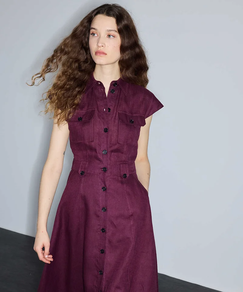 Ipekyol  Button-Accented Linen Dress for Women | Best Price UAE