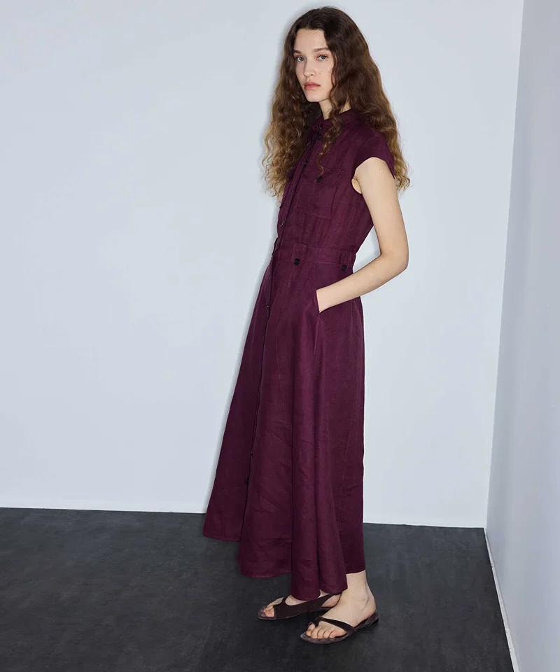 ايبيكيول Button-Accented Linen Dress