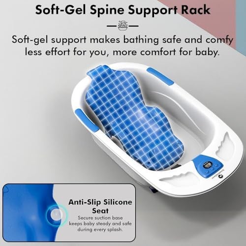 StarAndDaisy Baby Bath Tub for 0 to 5 Years/Bath Tub for Kids 0-3 Years/Infants Bathtub with Temperature Censor & Baby Bath Seat/Sling, Antislip Kids Bath Tub with Bath Chair -White Blue - Image 5