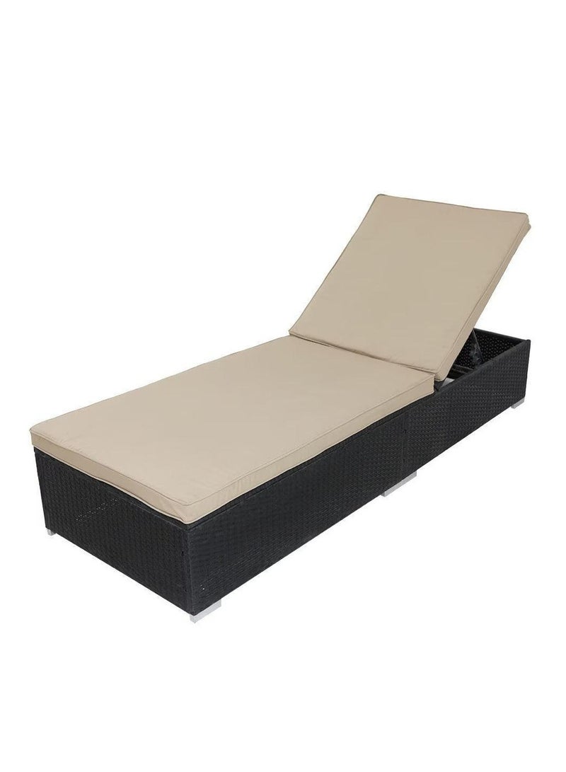 Wooden Twist Wooden Twist Rattan Sun Lounger with Heat Resistance Cushion for Garden and Pool Outdoor Relaxation Furniture  - Image 2