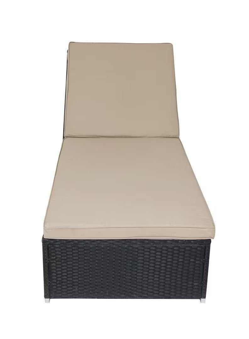 Wooden Twist Wooden Twist Rattan Sun Lounger with Heat Resistance Cushion for Garden and Pool Outdoor Relaxation Furniture  - Image 3