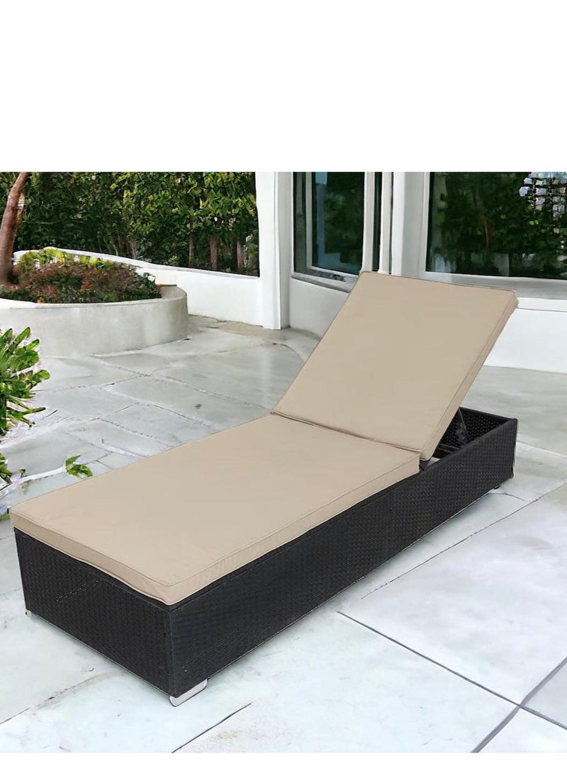 Wooden Twist Wooden Twist Rattan Sun Lounger with Heat Resistance Cushion for Garden and Pool Outdoor Relaxation Furniture  - Image 1