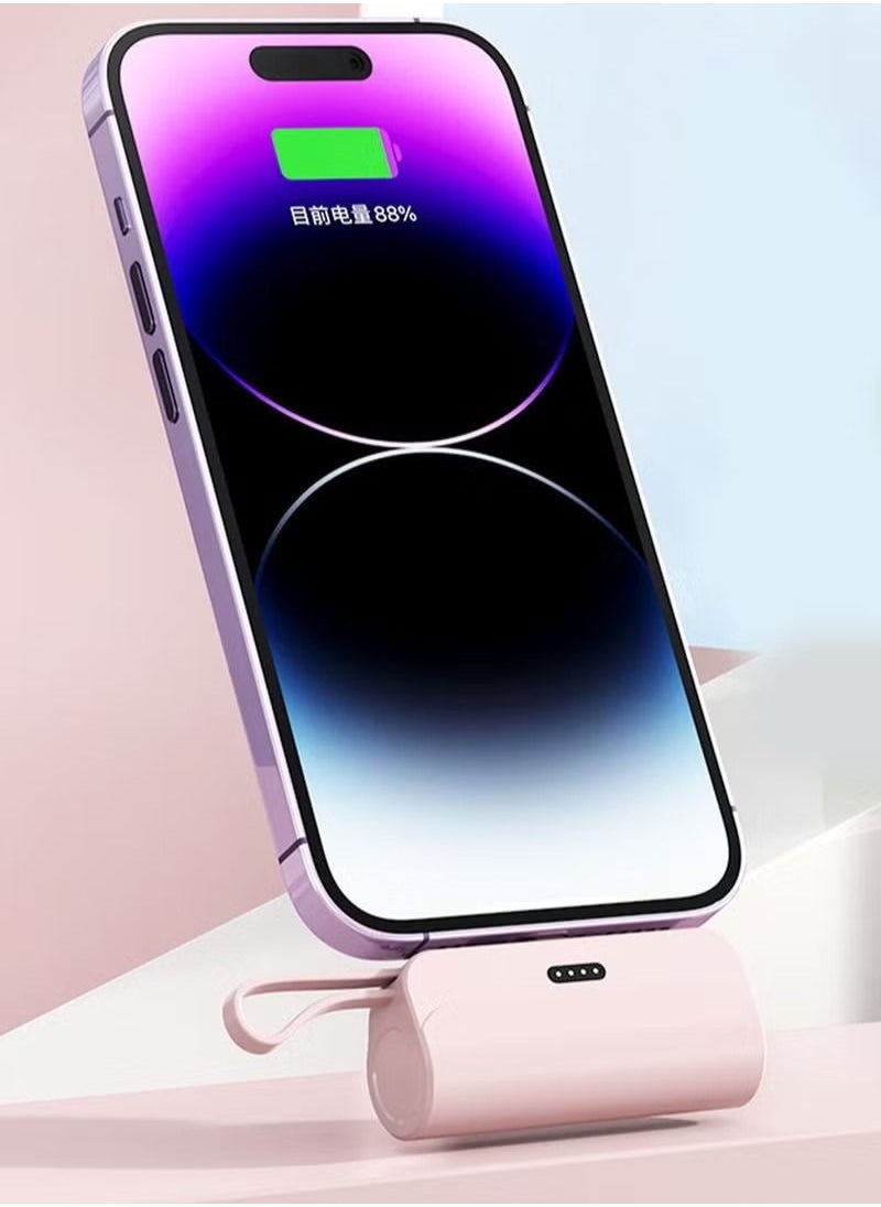 Generic - Travel 10W Small Portable Charger iPhone with Built-in Lightning Cable 5000mAh Power Bank Fast Charging for iPhone 14/13/13 Pro/12/12 Pro/11/XR/XS/X/8/7/6 Also Support Type-c Fast Charging - Image 1
