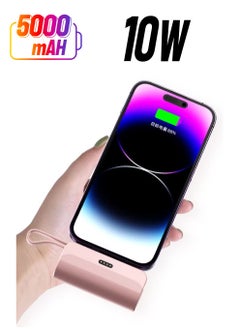 Generic Travel 10W Small Portable Charger iPhone with Built-in Lightning Cable 5000mAh Power Bank Fast Charging for iPhone 14/13/13 Pro/12/12 Pro/11/XR/XS/X/8/7/6 Also Support Type-c Fast Charging  - Image 1