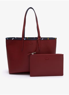 لاكوست حقيبة تسوق كبيرة من القماش الكتاني مطبوعة من LACOSTE Anna Zip Pouch، باللون الأزرق  - Image 5