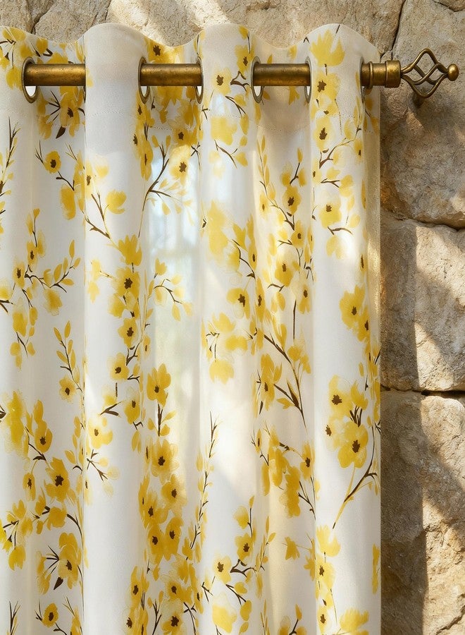 هوم أيدياز ستائر هوم آيدياز الزهرية بطول 84 بوصة، ستائر معتمة رمادية وصفراء لغرفة المعيشة، ستائر معزولة حرارياً بحلقات معدنية لغرفة النوم، لوحتان، عرض 52 بوصة × طول 84 بوصة - Image 4
