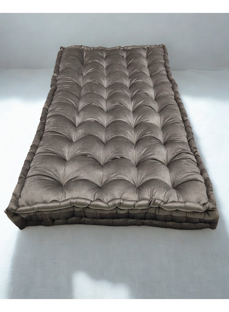 سمارت هوم مرتبة ومطرحة أرضية فاخرة بقماش مخمل ناعم وحشوة بوليستر كثيفة – فراش أرضي مريح للنوم والضيافة والجلسات المنزلية – مرتبة فردية قابلة للطي للاستعمال اليومي – مقاس 190×90×12 سم - Image 2