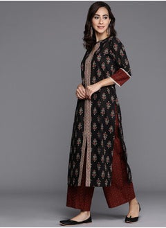 Libas All-Over Print Straight Kurta and Palazzo with Dupatta Set by Styli  - Image 2