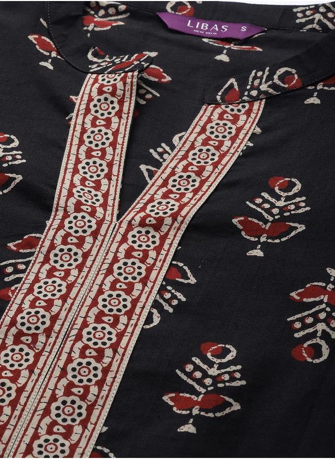Libas All-Over Print Straight Kurta and Palazzo with Dupatta Set by Styli  - Image 4