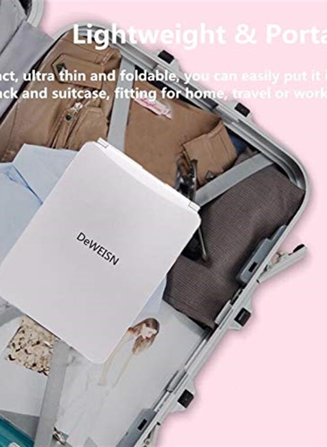 DeWEISN Folding Lighted Makeup Mirror with 72 LEDs 3 Colors Light Modes USB Rechargable 1800mA Batteries Portable Ultra Thin Compact Vanity Mirror Dimmable Travel Mirror - Image 4