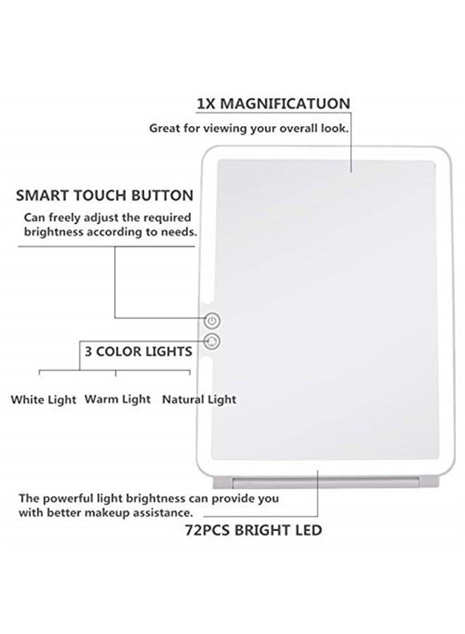 DeWEISN Folding Lighted Makeup Mirror with 72 LEDs 3 Colors Light Modes USB Rechargable 1800mA Batteries Portable Ultra Thin Compact Vanity Mirror Dimmable Travel Mirror - Image 2