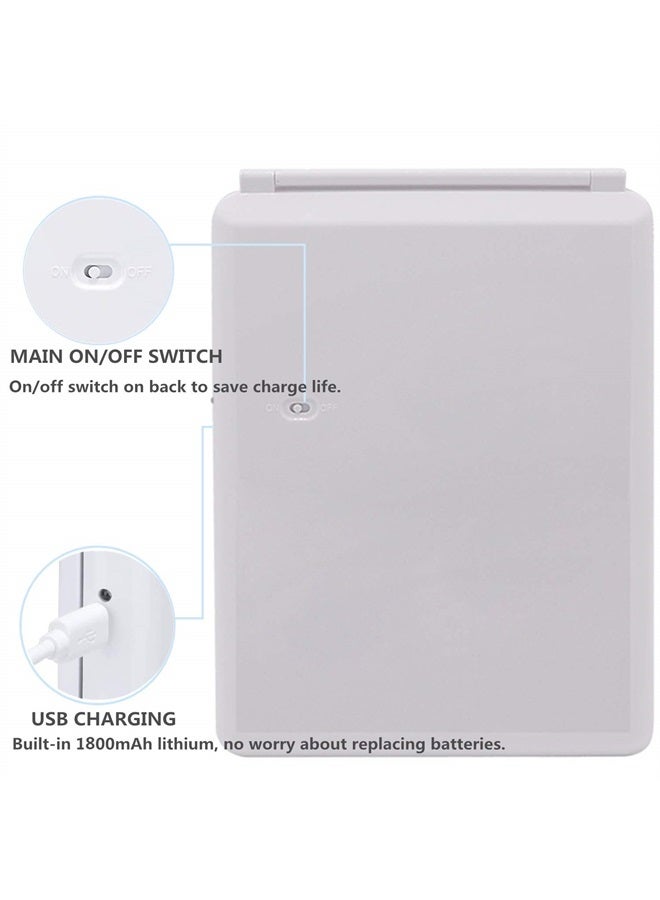 DeWEISN Folding Lighted Makeup Mirror with 72 LEDs 3 Colors Light Modes USB Rechargable 1800mA Batteries Portable Ultra Thin Compact Vanity Mirror Dimmable Travel Mirror - Image 5