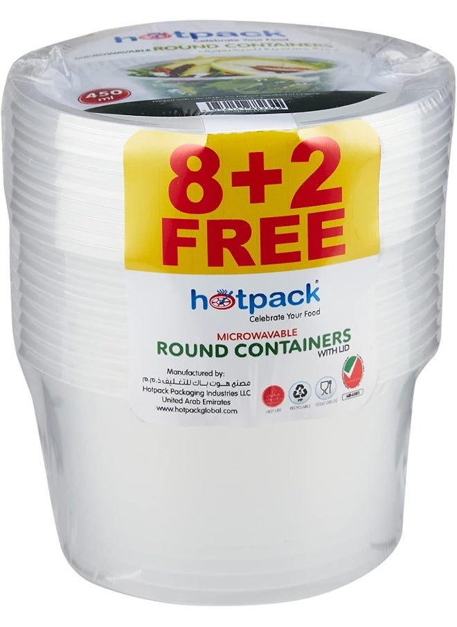 Hotpack حاوية ميكروويف 450 مل + غطاء 8+2 هدية  - Image 1