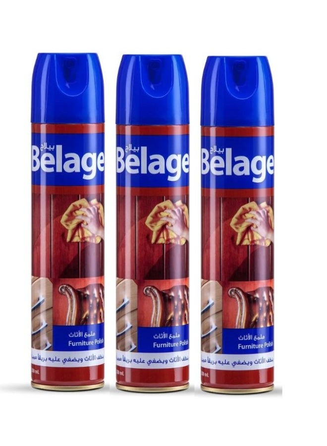 Belage Furniture Polish Spray Shine And Protection in One -300ml (Pack of 3) - Image 1