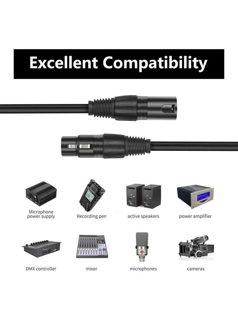 10 feet /3 meters XLR cable - Shielded microphone cable for studio recording and live production, gold-plated pins, male to female, for microphone and balanced analog line level  - Image 5