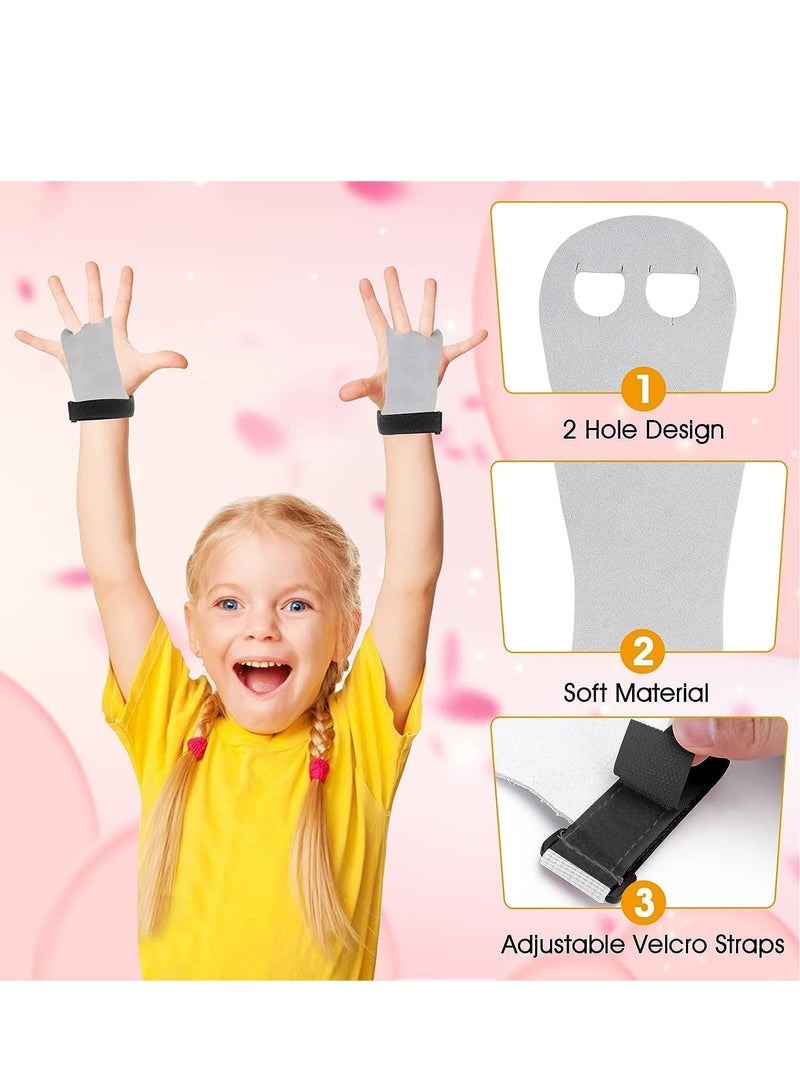 GUDOO طقم مكون من ٤ قطع للأطفال: مقابض جمباز وأساور معصم – واقيات راحة اليد باللون الوردي وأربطة قطنية لامتصاص العرق للبنات – إكسسوارات رياضية للجمباز وكرة السلة والتنس وكرة القدم والبيسبول (المقاس M) - Image 2