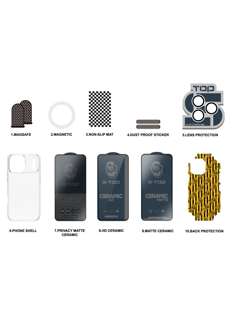 S-TOP Protection Package (10 in 1) The complete and original package for the iPhone 17, resistant to breakage and scratches - Image 2