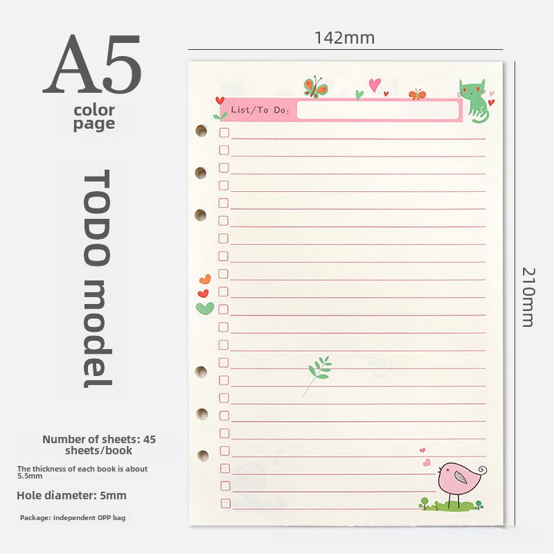 Generic 6-Hole A5/A6 Colorful Blank Dot Grid Planner Refill A5TODO 