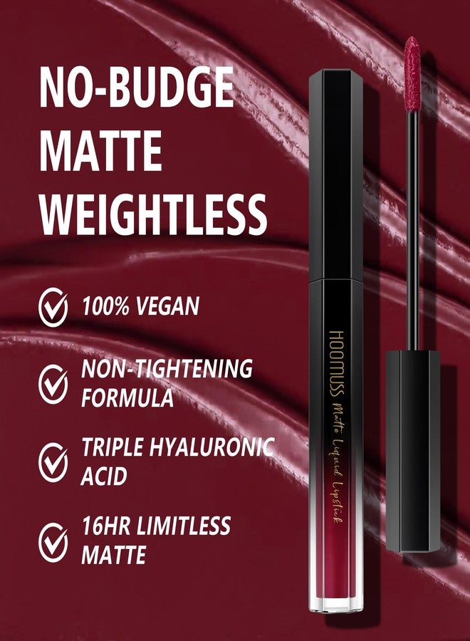 HOOMUSS Burgundy Lipstick Long Lasting, Matte Liquid Lipsticks for Women Non Transfer Smudgeproof Smooth and Easy to Appy Cruelty Free Lip Color, M47 Burgundy Love - Image 4