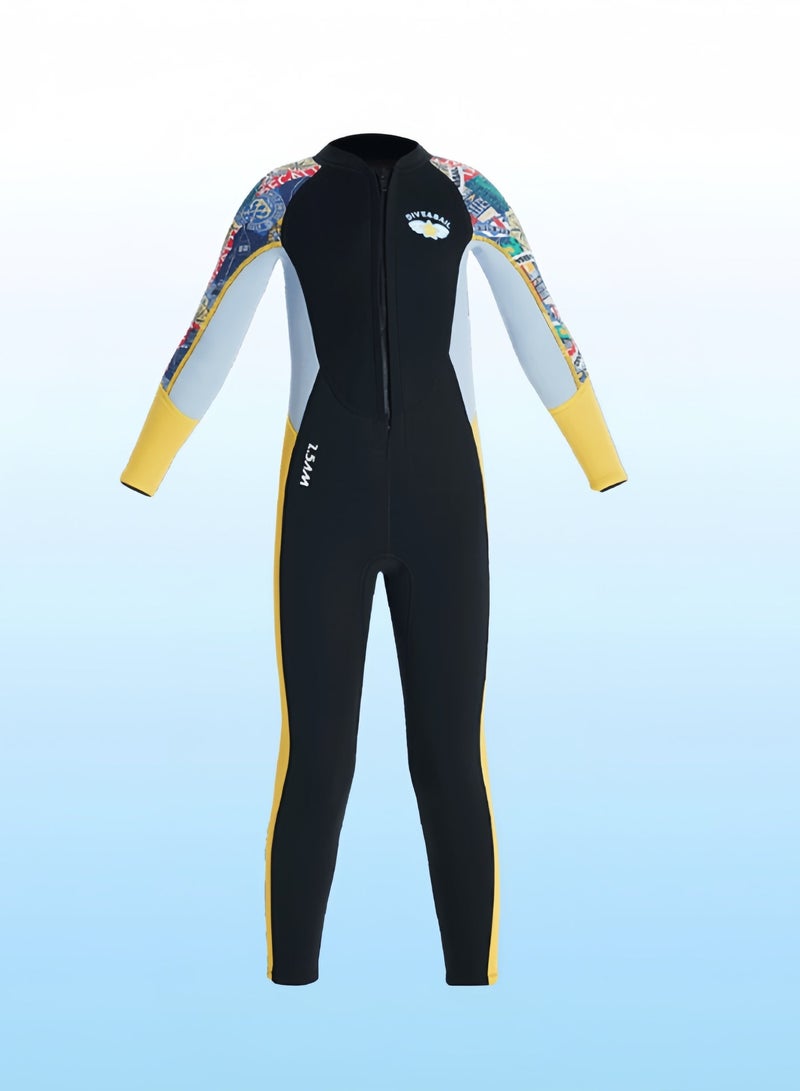 دايف آند سايل بدلة غوص وسباحة DIVE&SAIL للأطفال 2.5 مم، بدلات سباحة حرارية كاملة طويلة الأكمام موحدة، ملابس غوص دافئة مع حماية من الأشعة فوق البنفسجية للفتيان والفتيات - Image 3