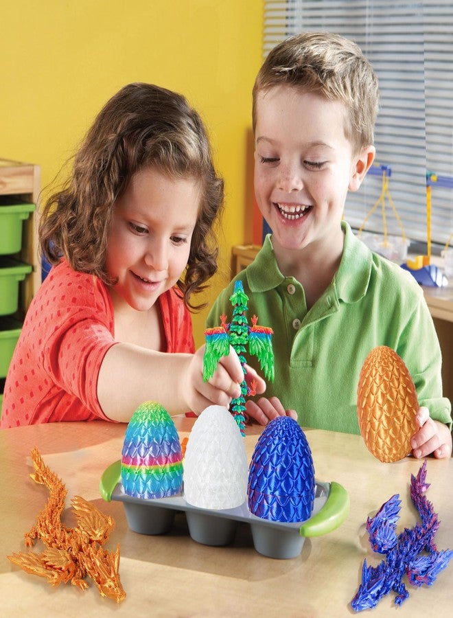 ONEVIVE 3D Printed Dragon Eggs with Dragon Inside, Easter Mystery Dragon Egg Articulated Crystal Dragon Fidget Toy, Surprise 3D Printed Dragon Egg with Wings Flying Animals Toy Easter Basket Stuffers 4PCS(C) - Image 5