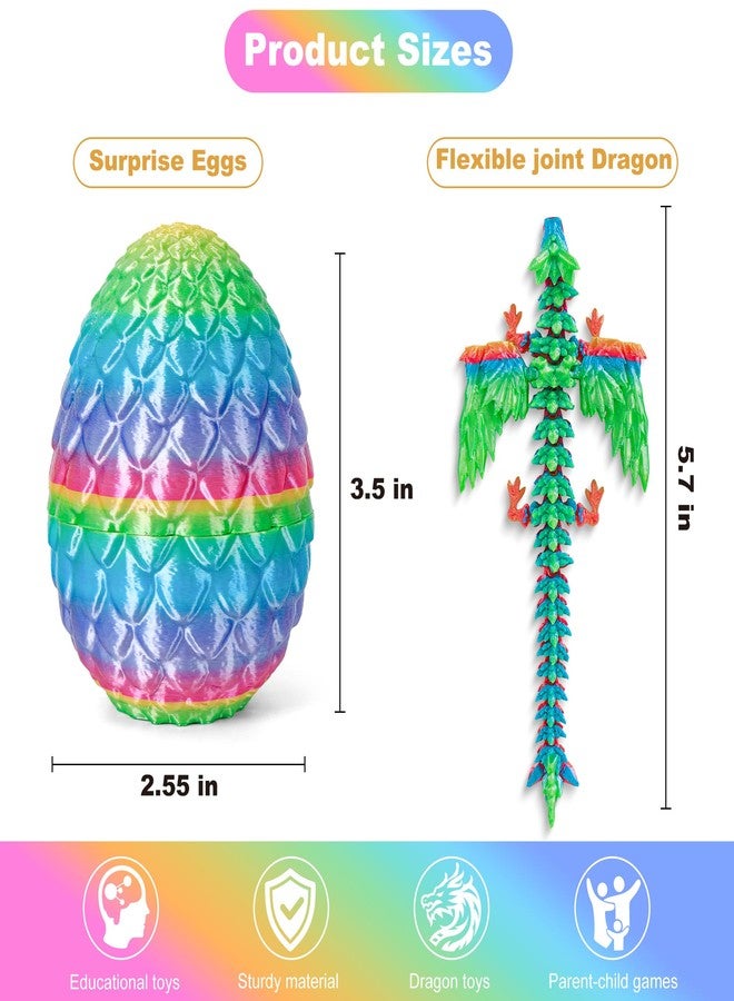 ONEVIVE 3D Printed Dragon Eggs with Dragon Inside, Easter Mystery Dragon Egg Articulated Crystal Dragon Fidget Toy, Surprise 3D Printed Dragon Egg with Wings Flying Animals Toy Easter Basket Stuffers 4PCS(C) - Image 4