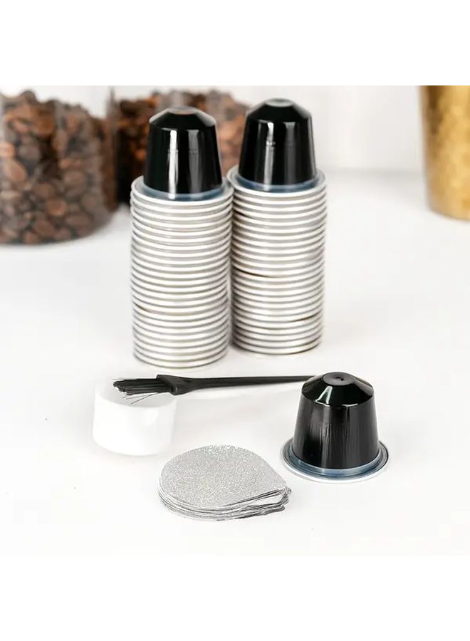 50PCS Black Reusable Coffee Capsules Kit With Lids Compatible With Original Line Machines - Image 1