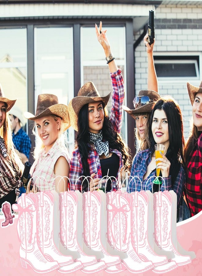 أكياس ورقية من سينلود، 12 كيسًا على شكل أحذية رعاة البقر الغربية، مزينة بفيونكة وردية، أكياس هدايا على شكل أحذية رعاة البقر بمقابض، حلويات وهدايا، مستلزمات تسوق البقالة لحفلات أعياد الميلاد ذات الطابع الغربي (نمط وردي). - Image 5